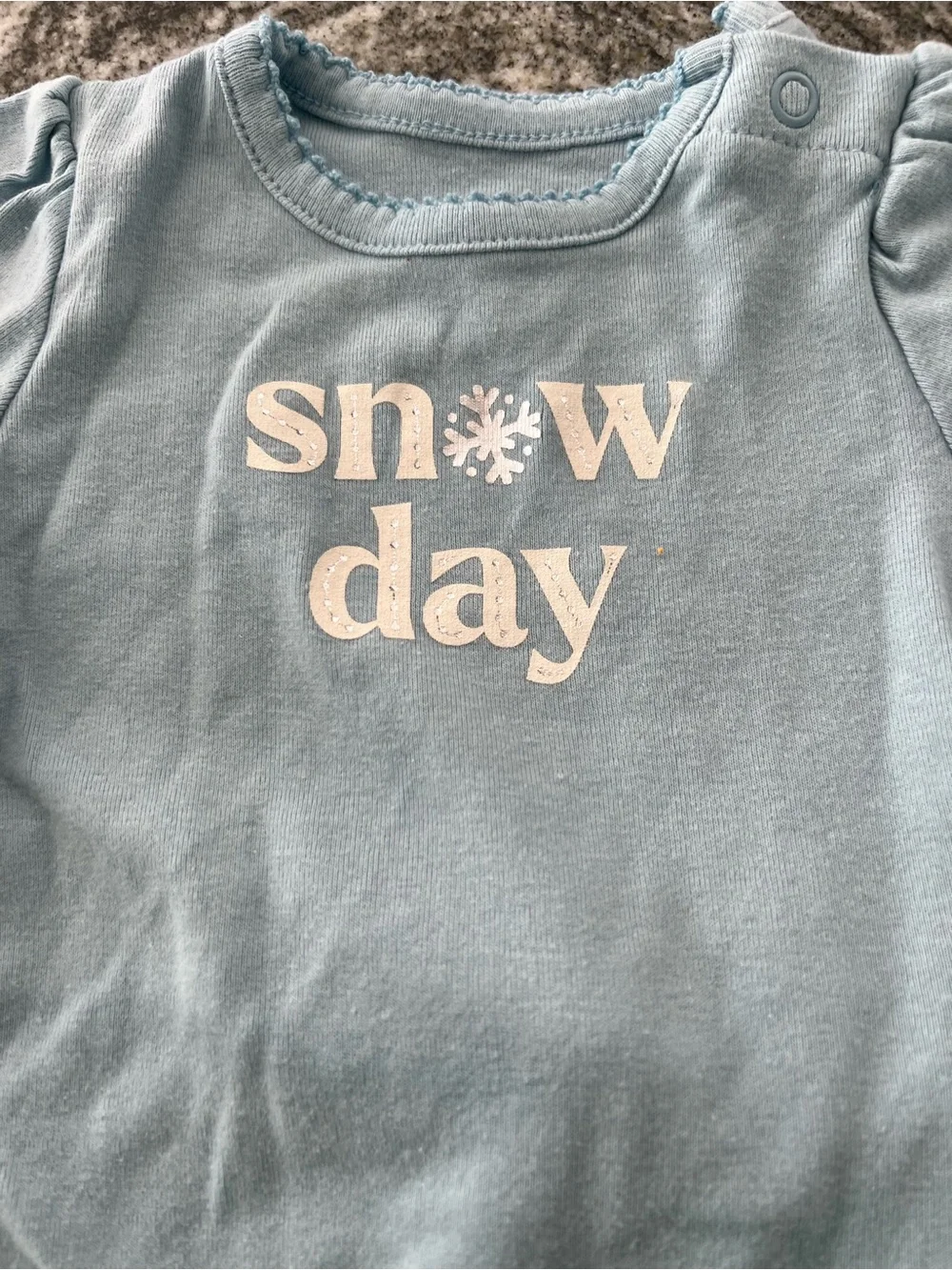 Carter's Light Blue 'Snow Day' Baby One-Piece with Cream Sparkle Pants - Picture 2 of 4
